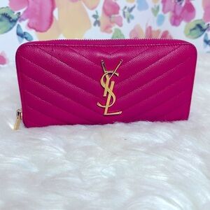 💯Authentic YSL Round Zipped Long Wallet 🍀